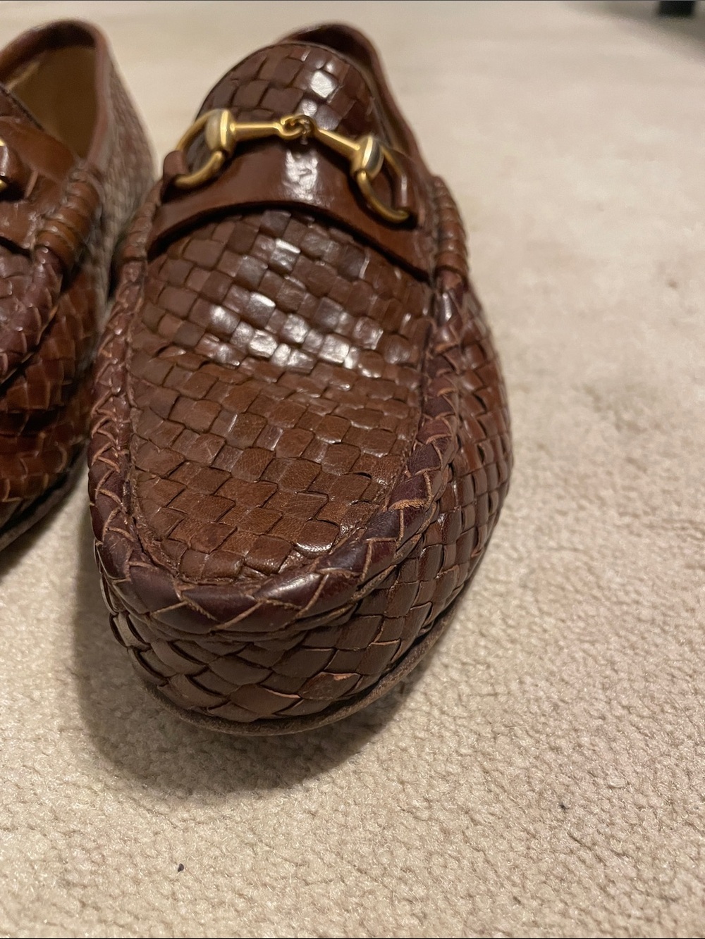 EUC Vintage Gucci brown woven leather loafers - Picture 5 of 10